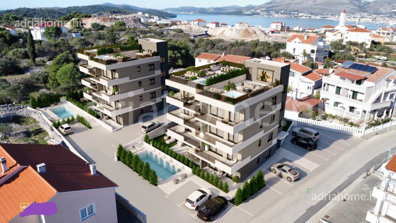 Čiovo – Újépítésű apartmanok úszómedencével, tetőteraszokkal és kilátással