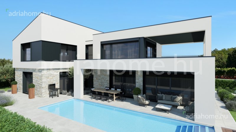 Poreč – 3 luxusvilla új épületben medencével és tengerre néző kilátással