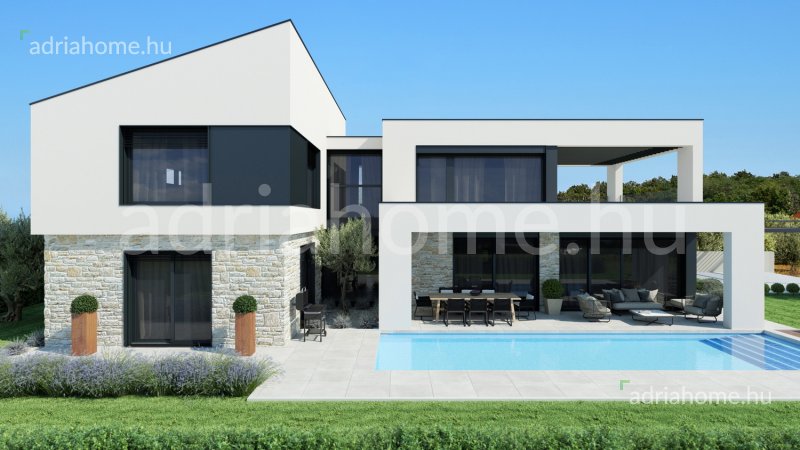 Poreč – 3 luxusvilla új épületben medencével és tengerre néző kilátással