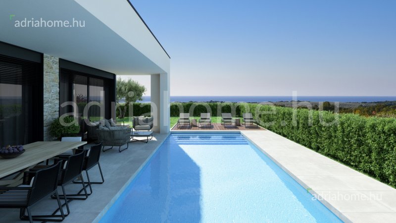 Poreč – 3 luxusvilla új épületben medencével és tengerre néző kilátással