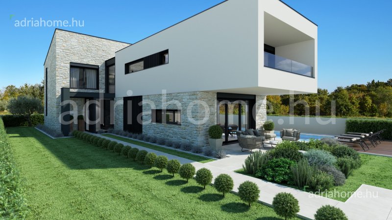 Poreč – 3 luxusvilla új épületben medencével és tengerre néző kilátással