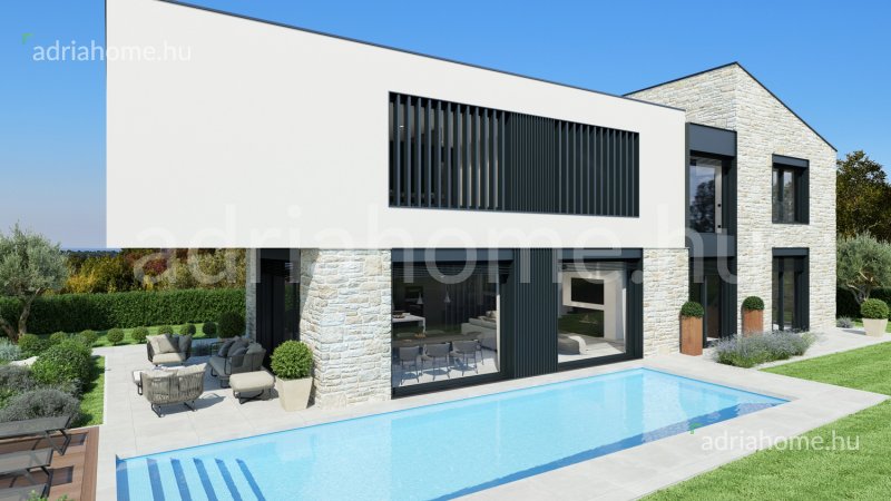 Poreč – 3 luxusvilla új épületben medencével és tengerre néző kilátással