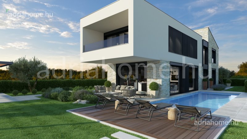 Poreč – 3 luxusvilla új épületben medencével és tengerre néző kilátással