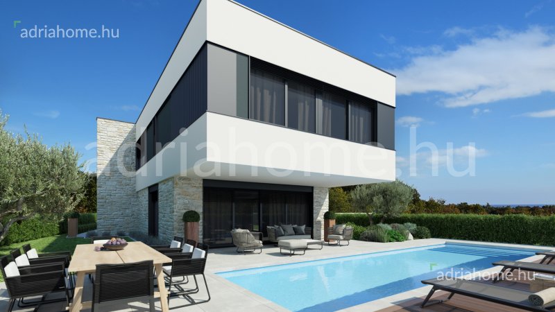 Poreč – 3 luxusvilla új épületben medencével és tengerre néző kilátással