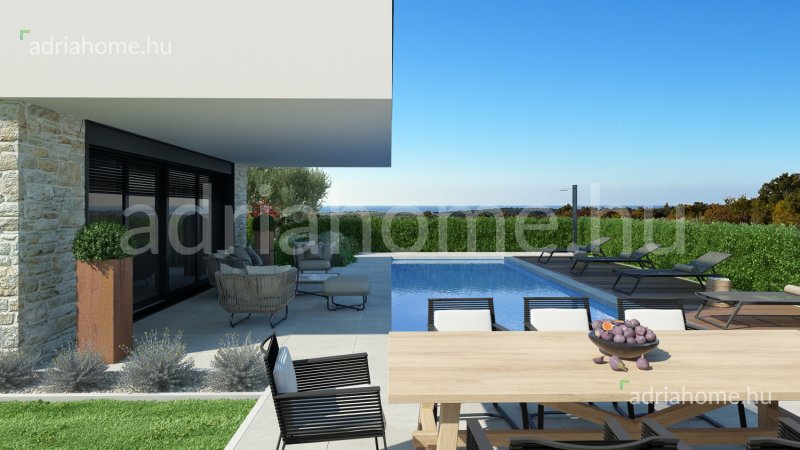 Poreč – 3 luxusvilla új épületben medencével és tengerre néző kilátással