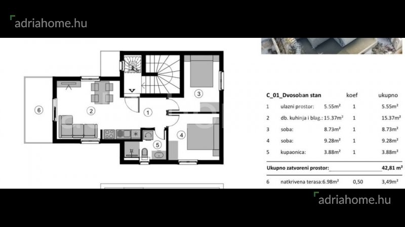 Rogoznica, Ražanj - Penthouse sa krovnom terasom